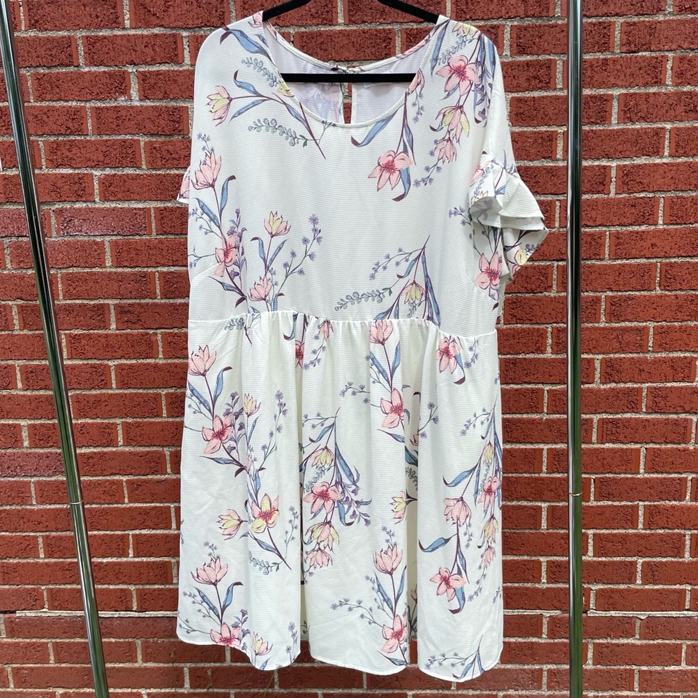 Floral Print Dress Plus 3x Cottage Core Garden Party Dress